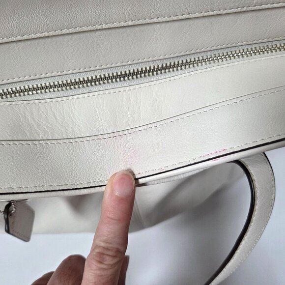 Coach Purse White Gray Mixed Exotic Leather Snakeskin Taylor Satchel F23303 - Picture 6 of 16